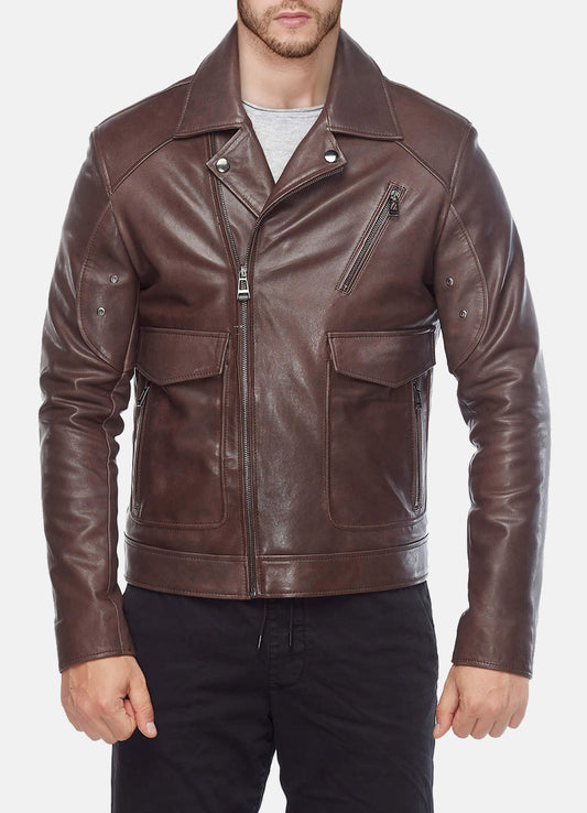Men's Choco Brown Motorcycle Leather Jacket