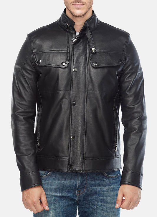 Men's Soft Black Biker Leather Jacket