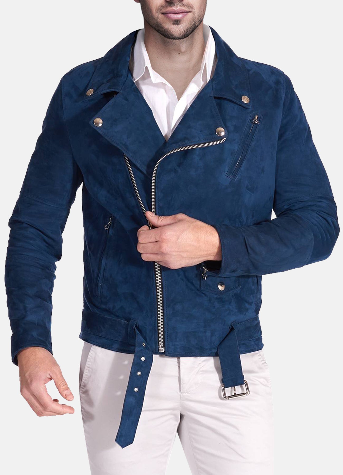 Men's Iconic Blue Suede Leather Jacket