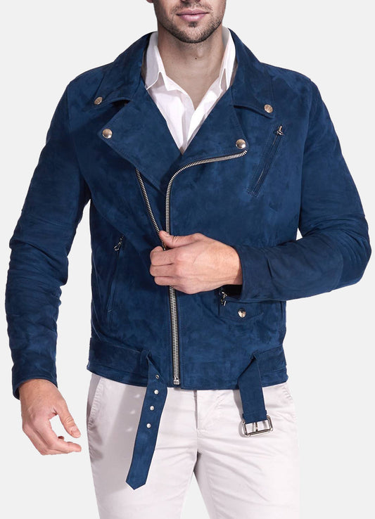 Men's Iconic Blue Suede Leather Jacket