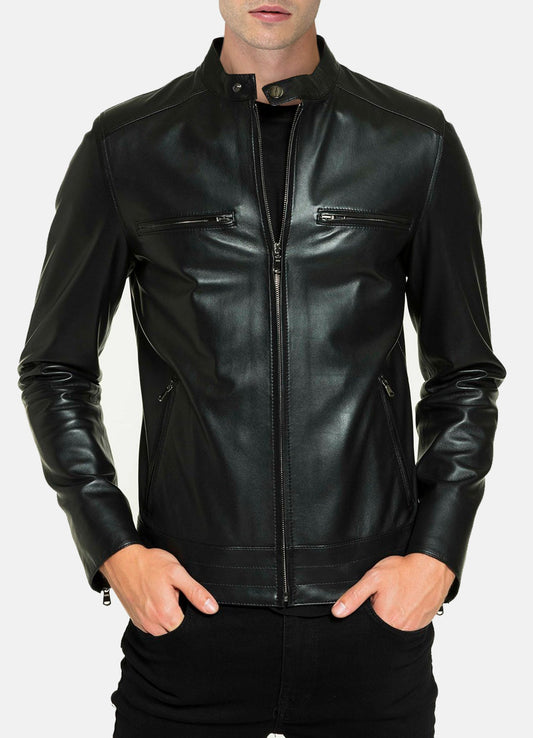 Men's Classic Black Lambskin Leather Jacket