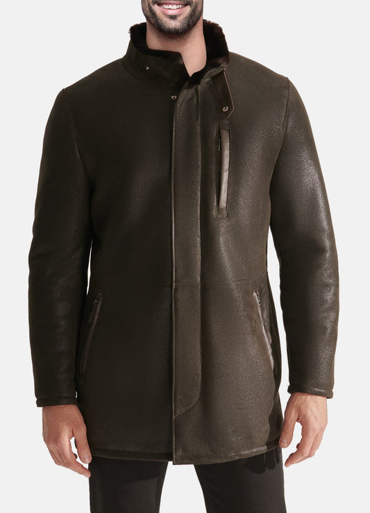 Men's Dark Brown Authentic Shearling Leather Coat
