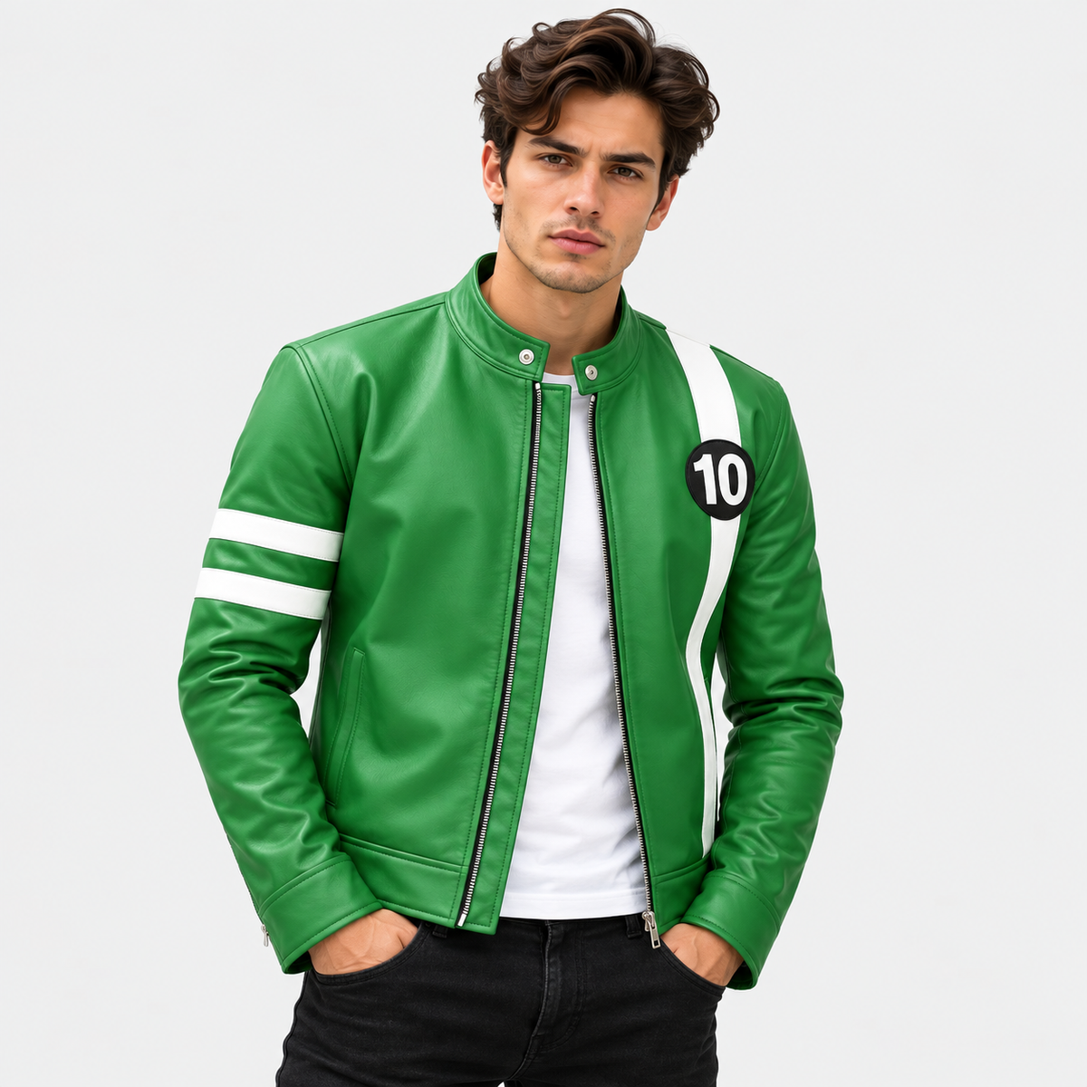 Ben 10 Inspired Leather Racing Jacket
