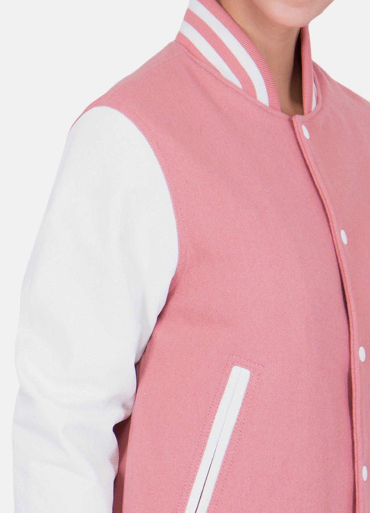 Women's Casual Baby Pink Varsity Jacket