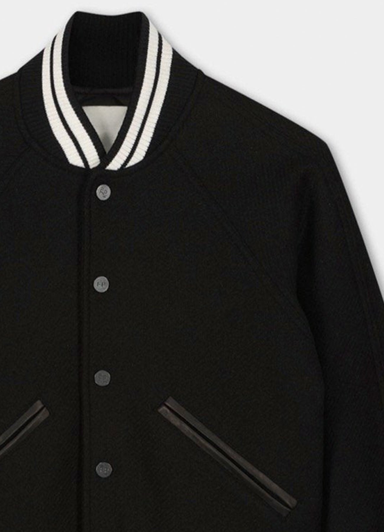 Women's Deep Black Wool Varsity Jacket