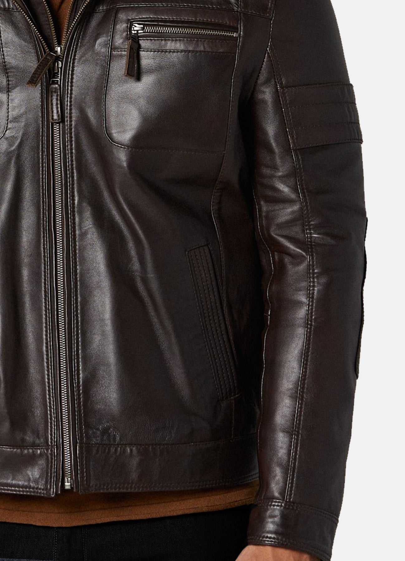 Men's Dark Brown Bomber Leather Jacket