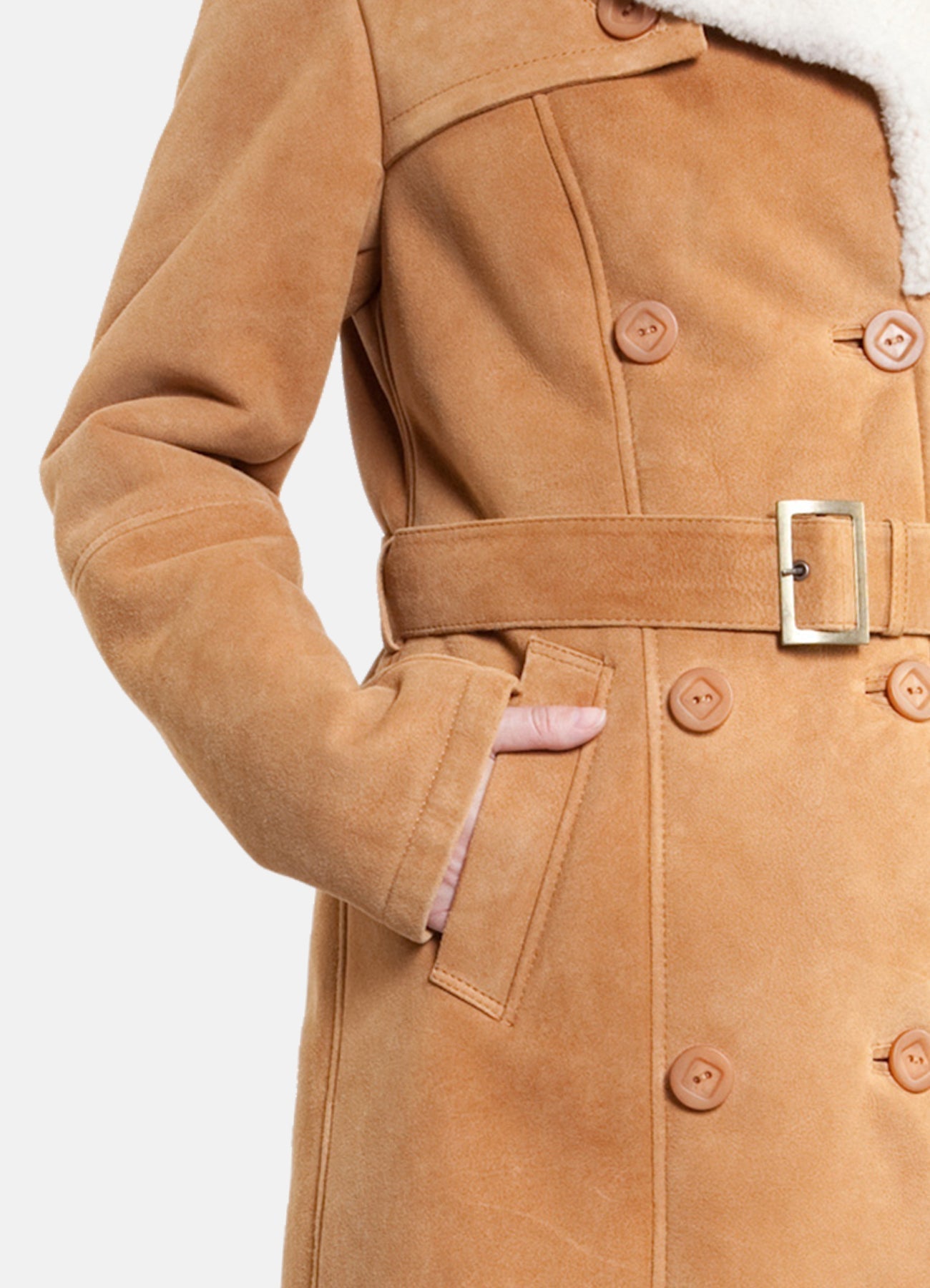 Women's Bright Tan Shearling Leather Coat