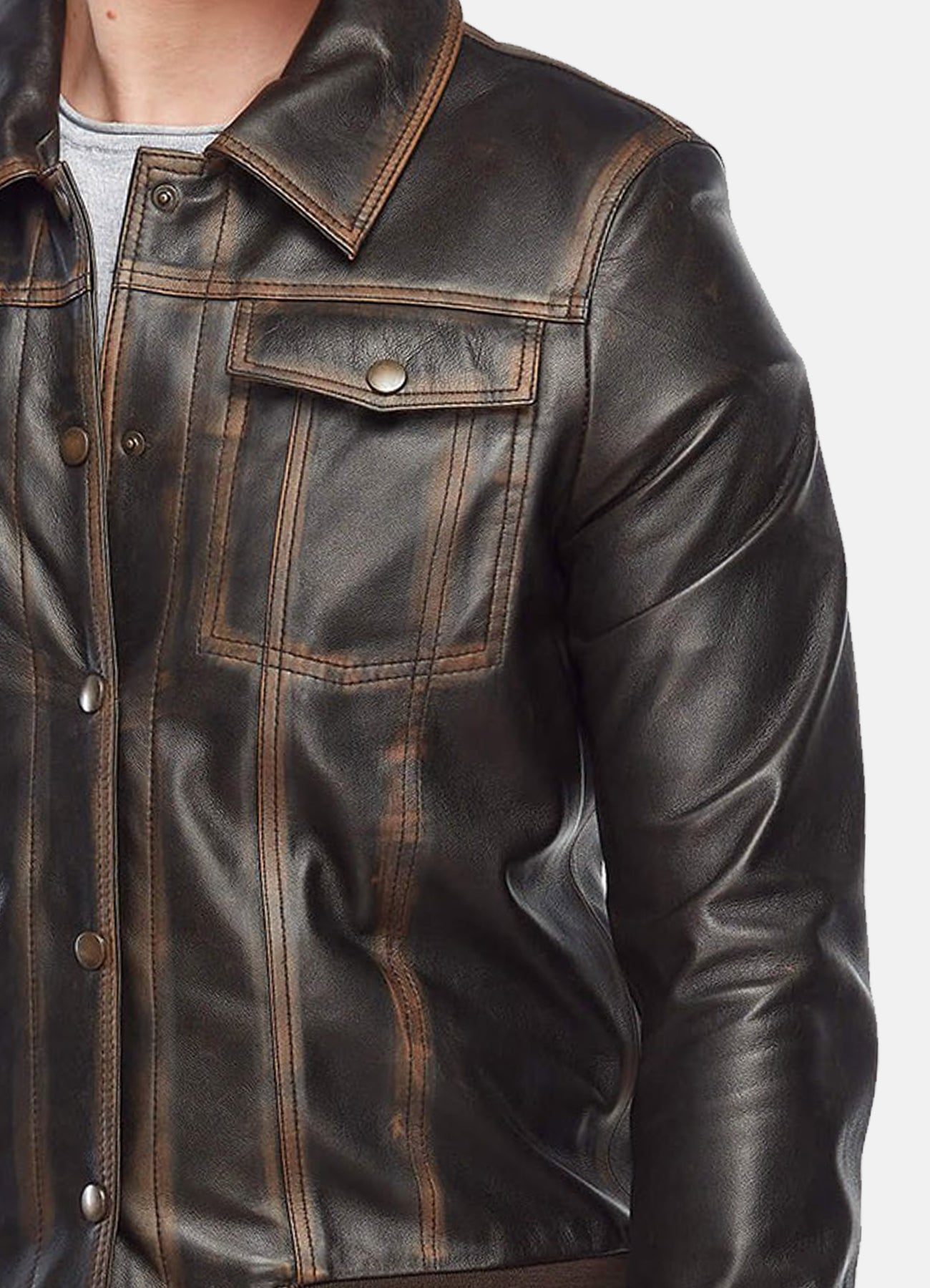 Men's Real Distressed Leather Bomber Jacket