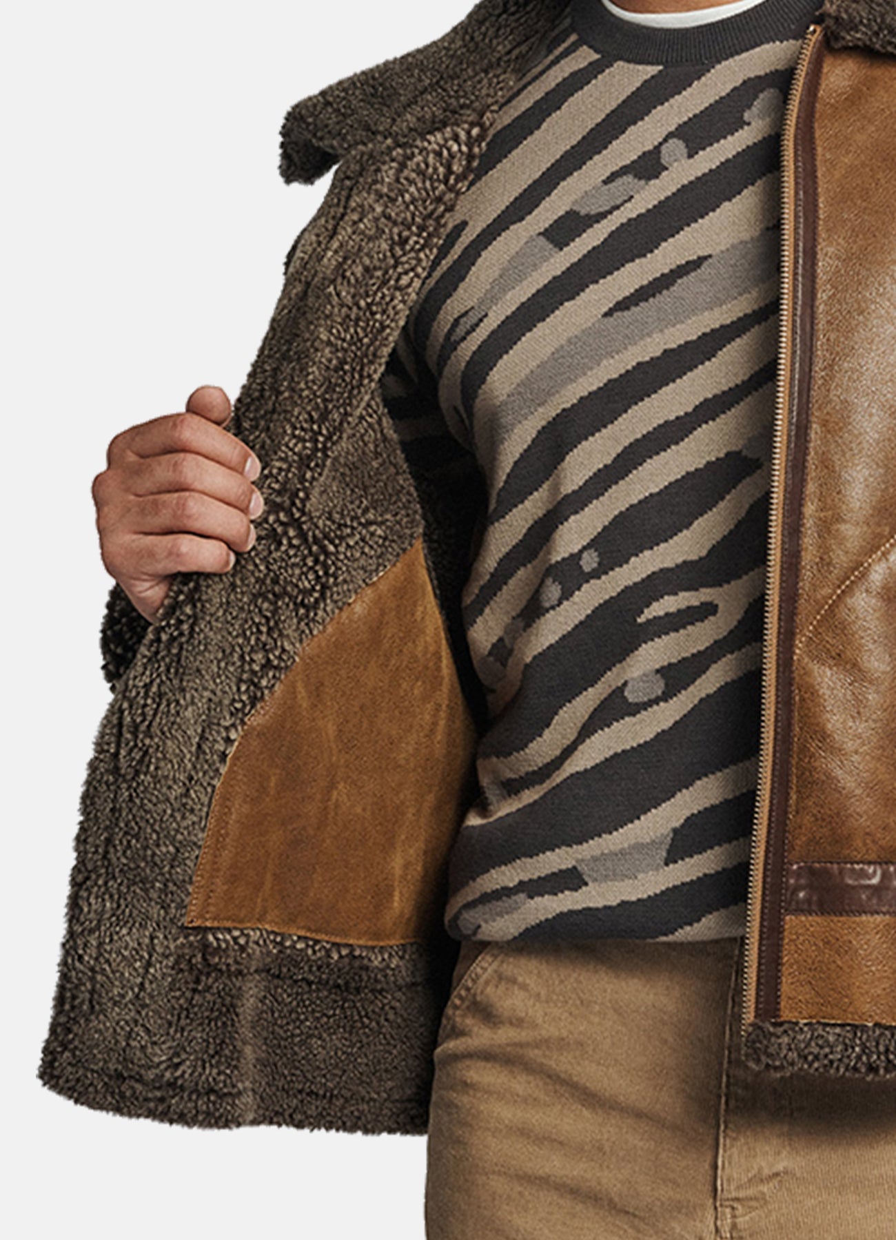 Men's Vintage Brown Shearling Leather Jacket