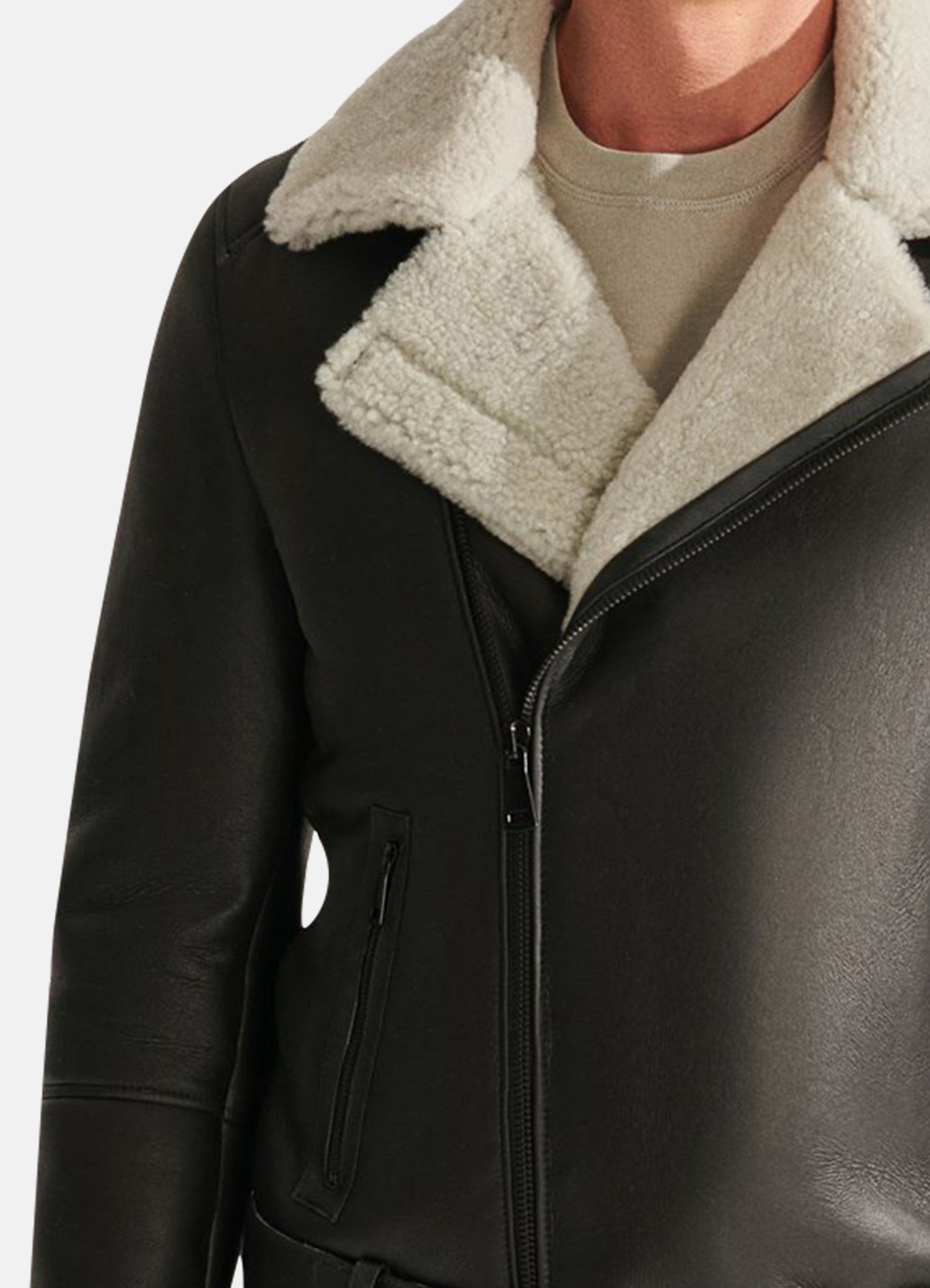 Men's Coal Black Shearling Leather Jacket