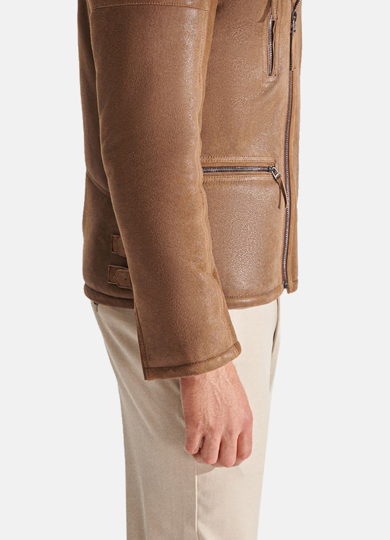 Men's Soft Tan Shearling Leather Jacket