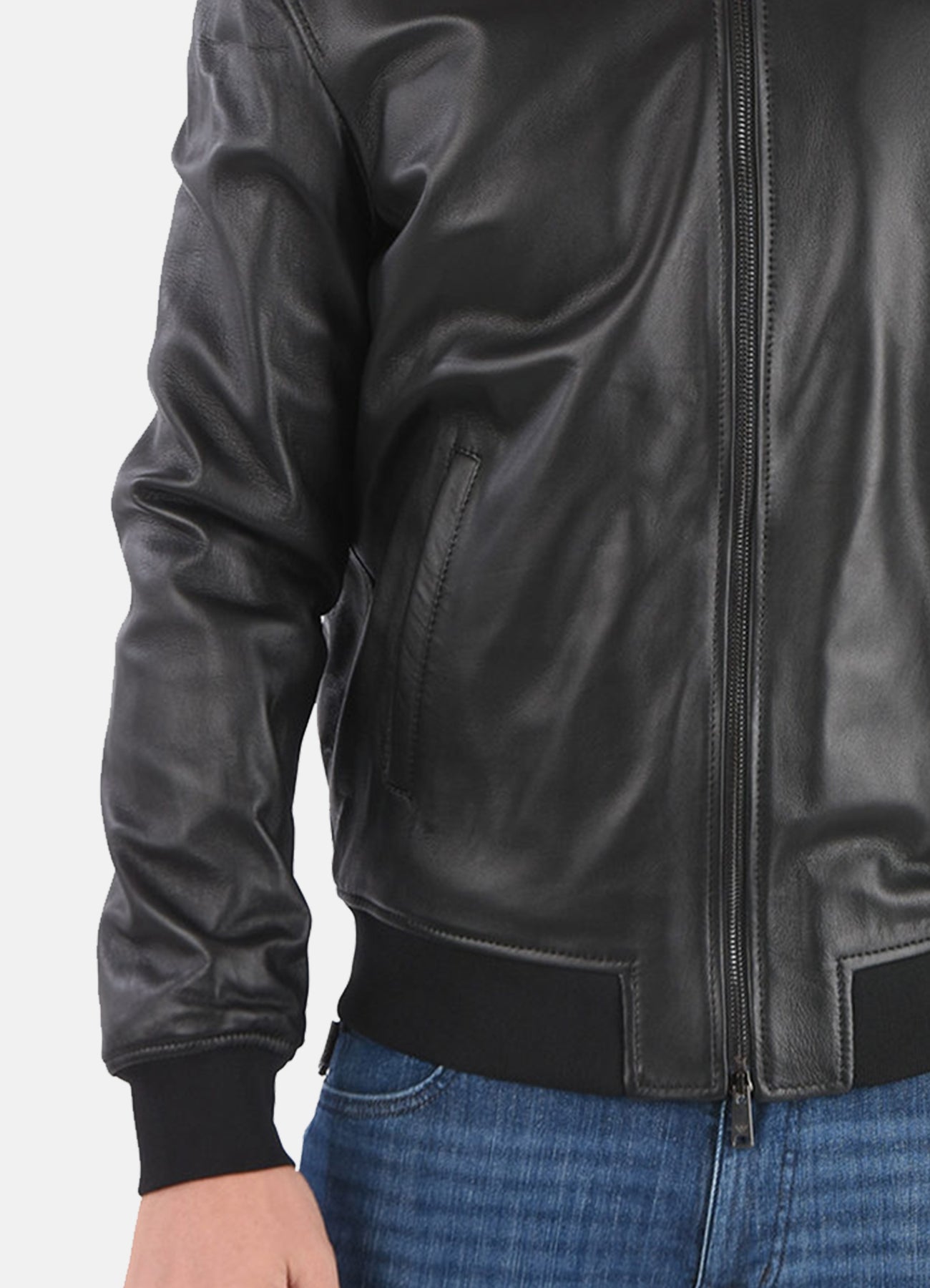 Men's Midnight Black Bomber Leather Jacket