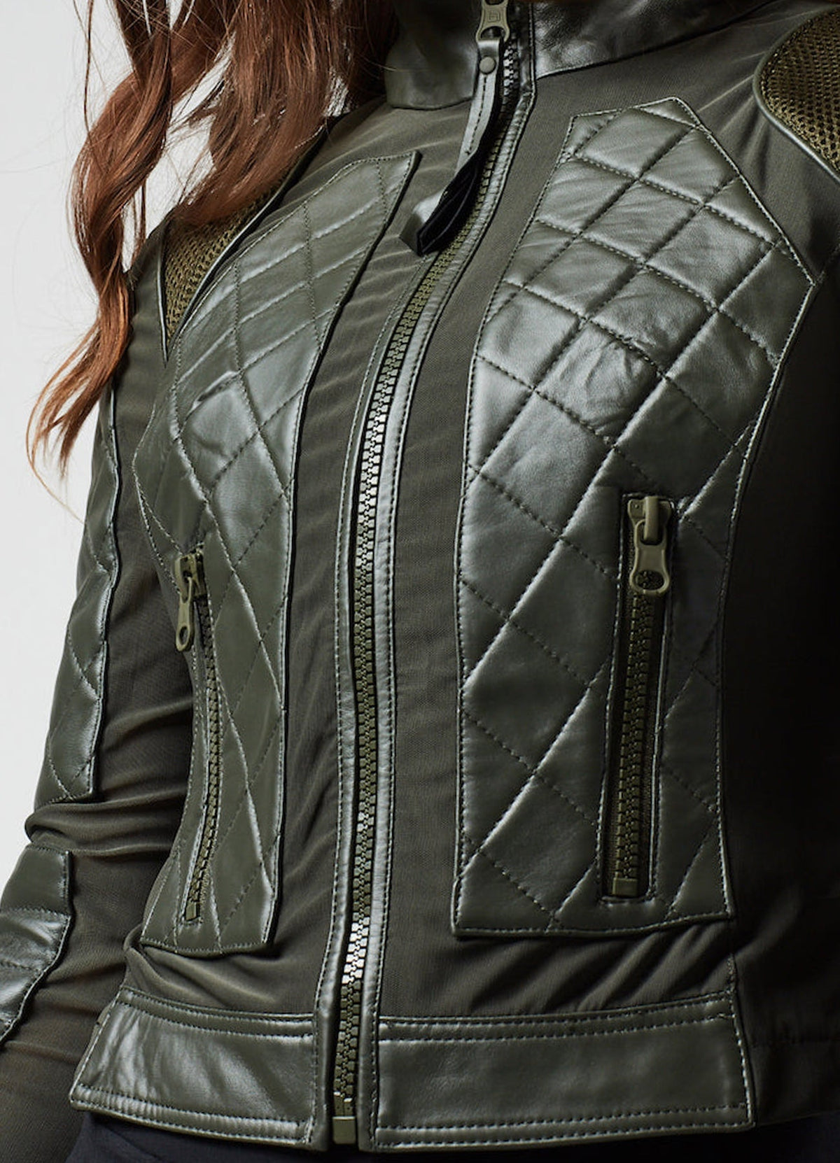 Women's Olive Green Biker Leather Jacket