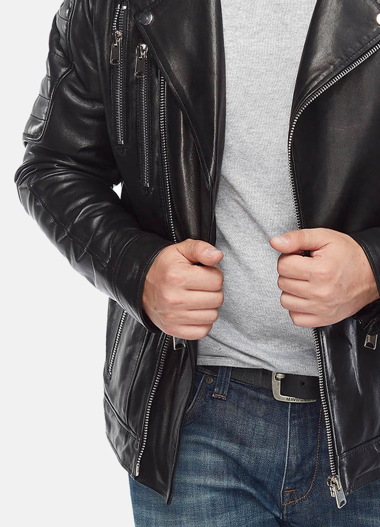 Men's Classic Black Biker Leather Jacket