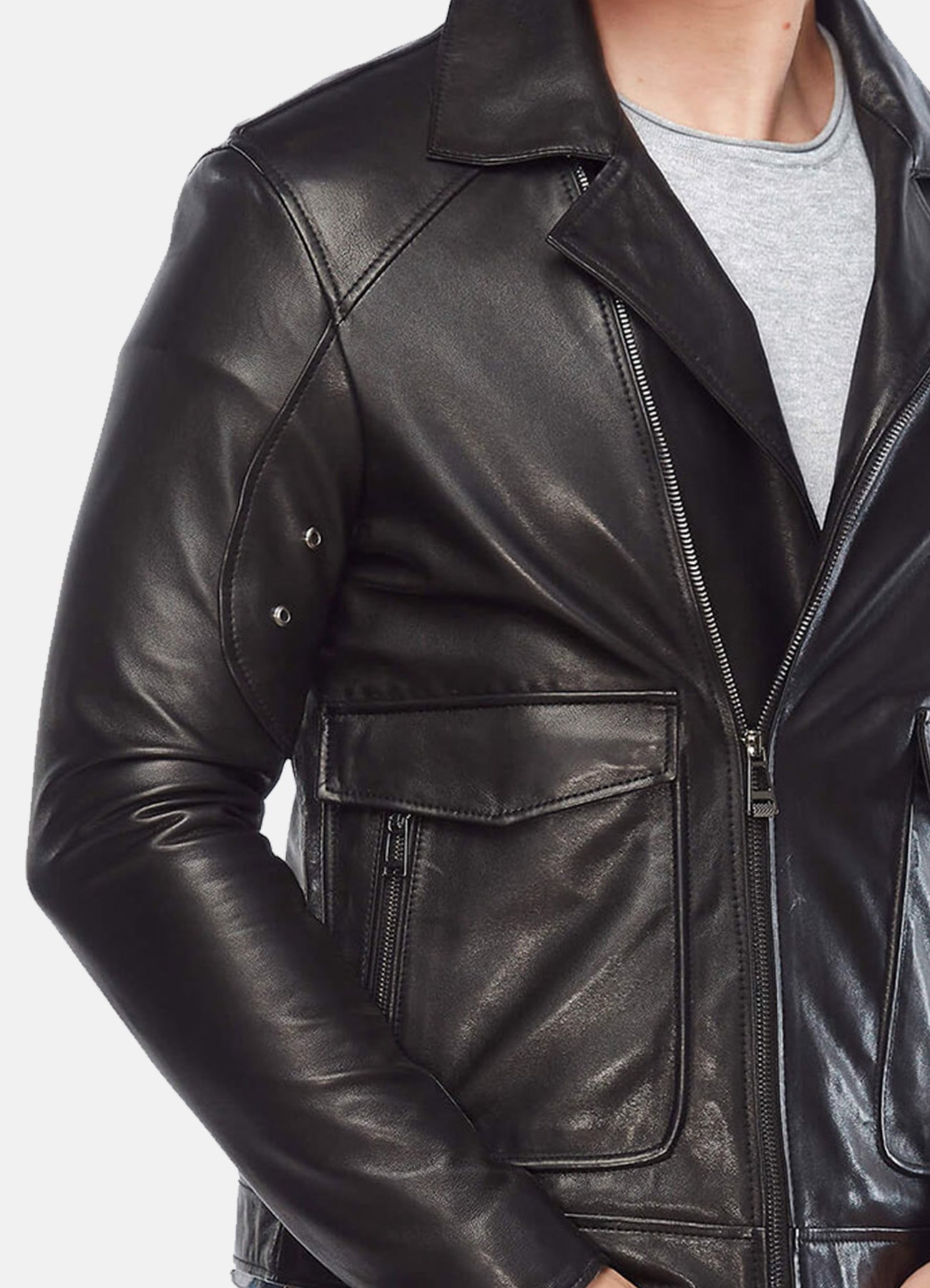 Men's Midnight Black Biker Leather Jacket