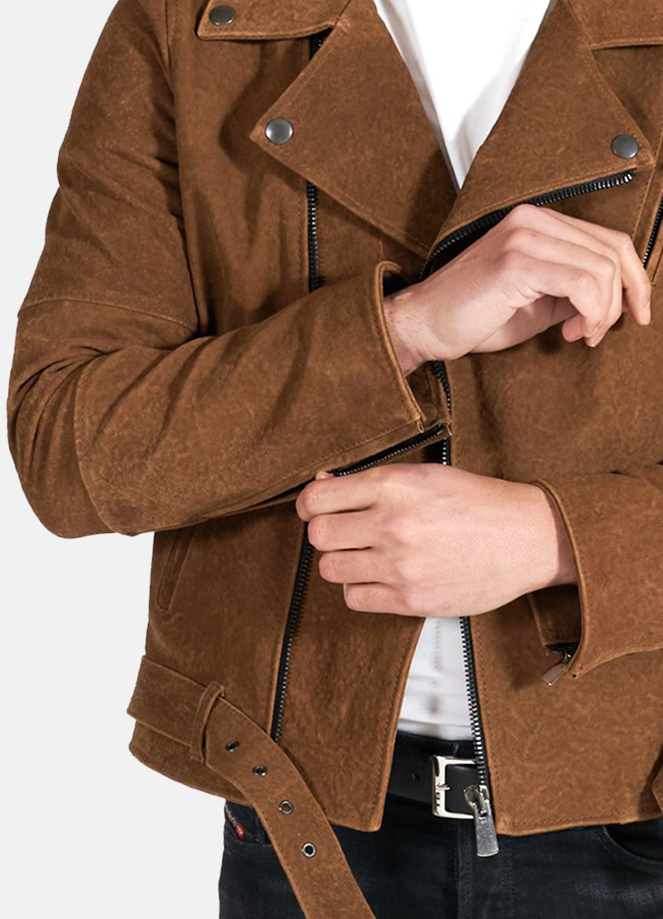 Men's Camel Brown Suede Leather Jacket