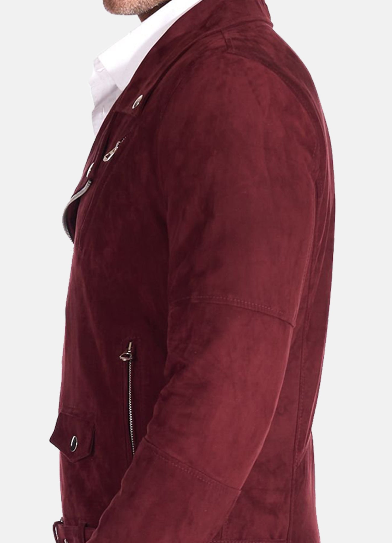 Men's Deep Maroon Suede Leather Jacket