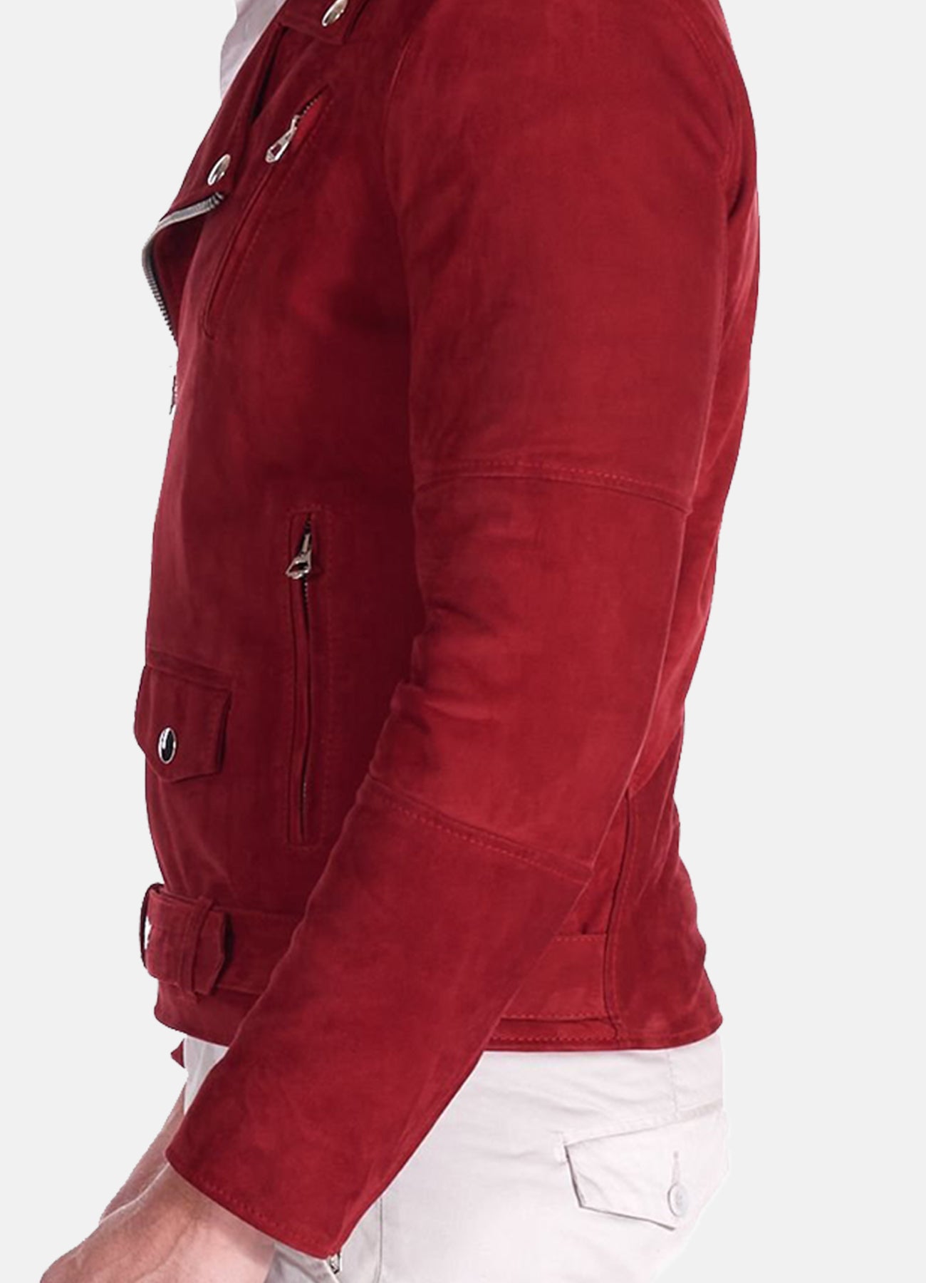 Men's Burgendy Red Suede Leather Jacket