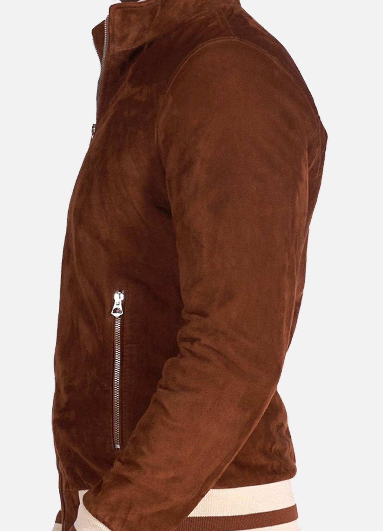 Men's Slimfit Brown Suede Leather Jacket