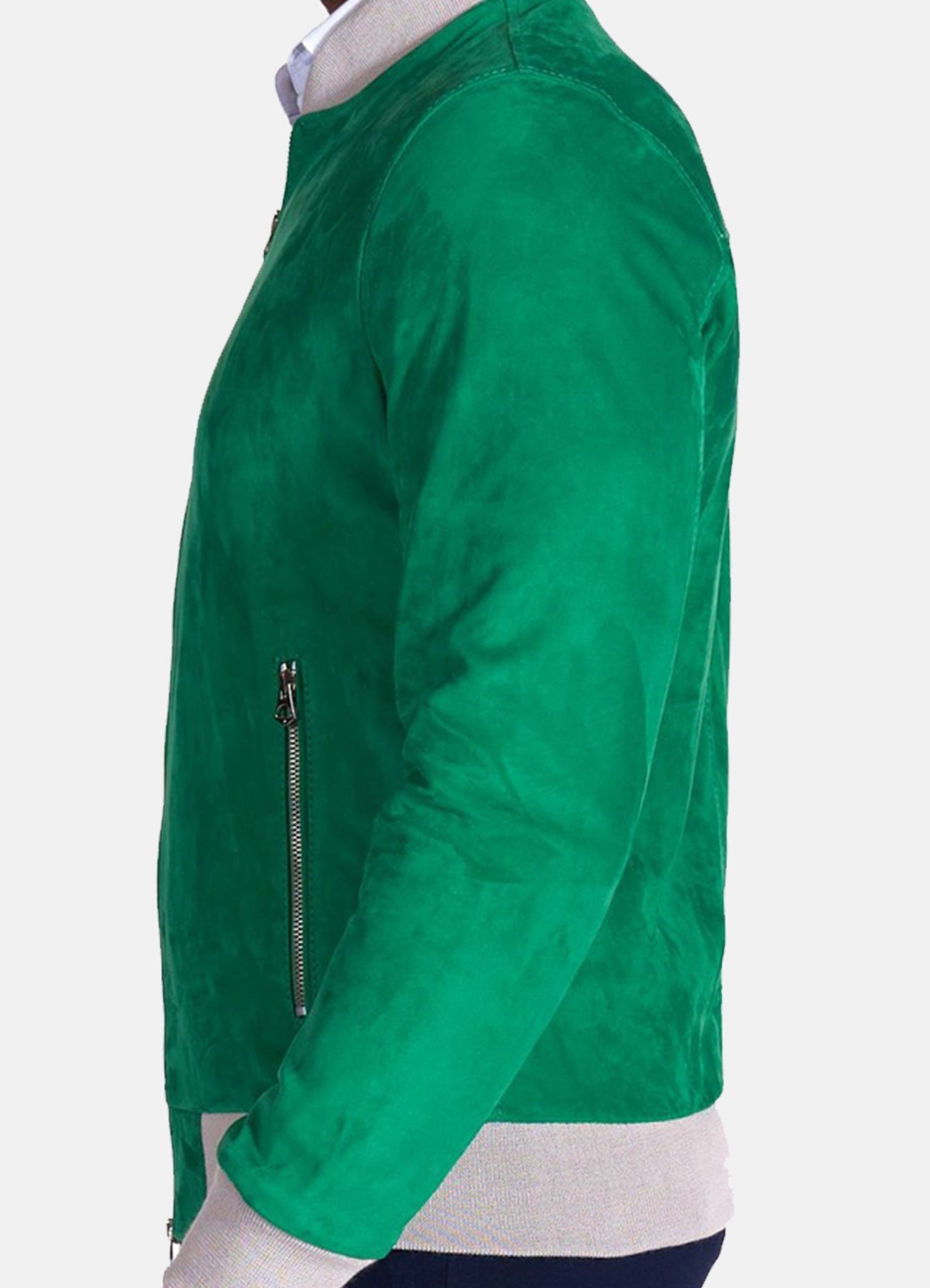 Men's Bright Green Suede Leather Jacket