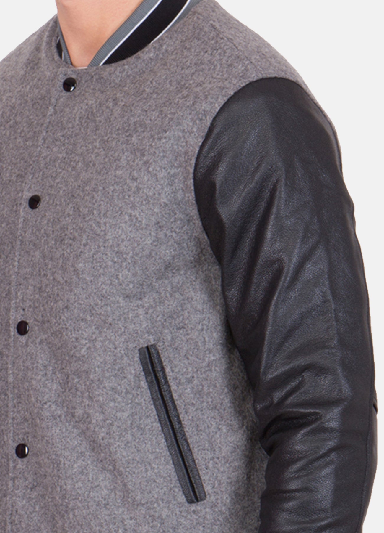 Men's Gray and Black Varsity Jacket