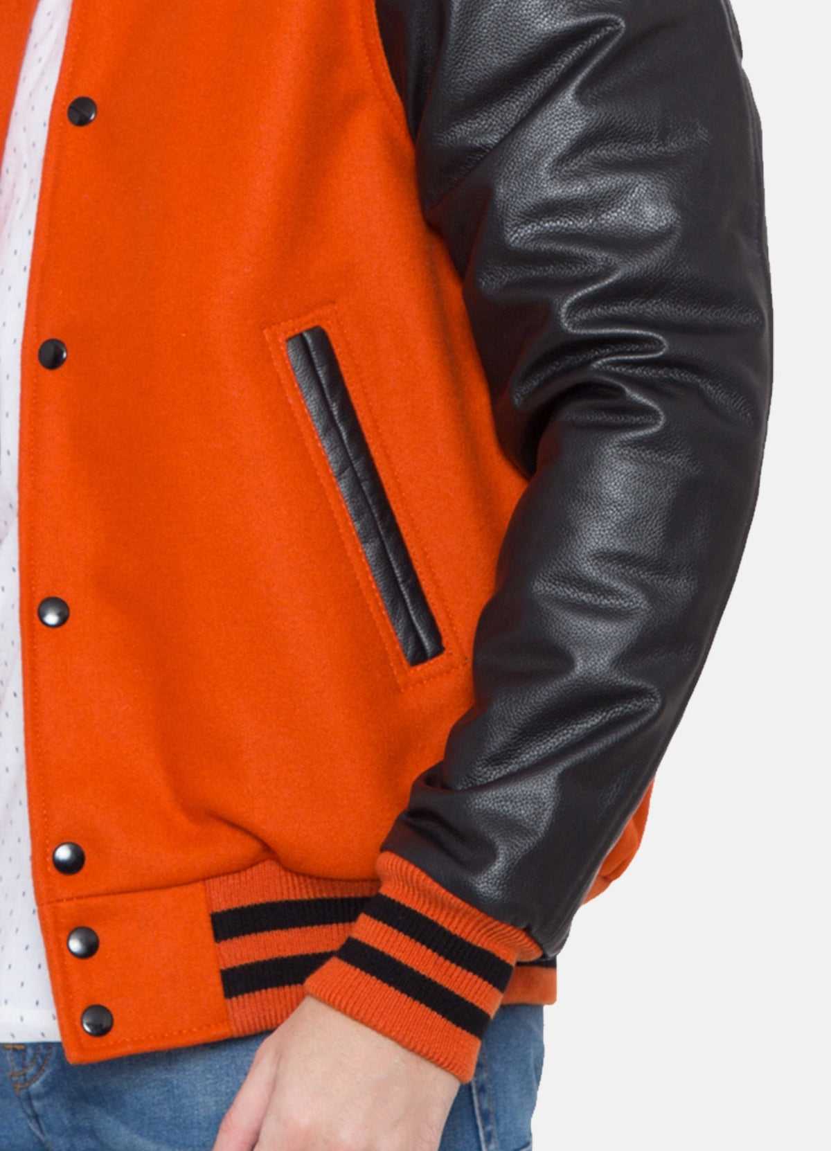 Men's Orange and Black Varsity Jacket