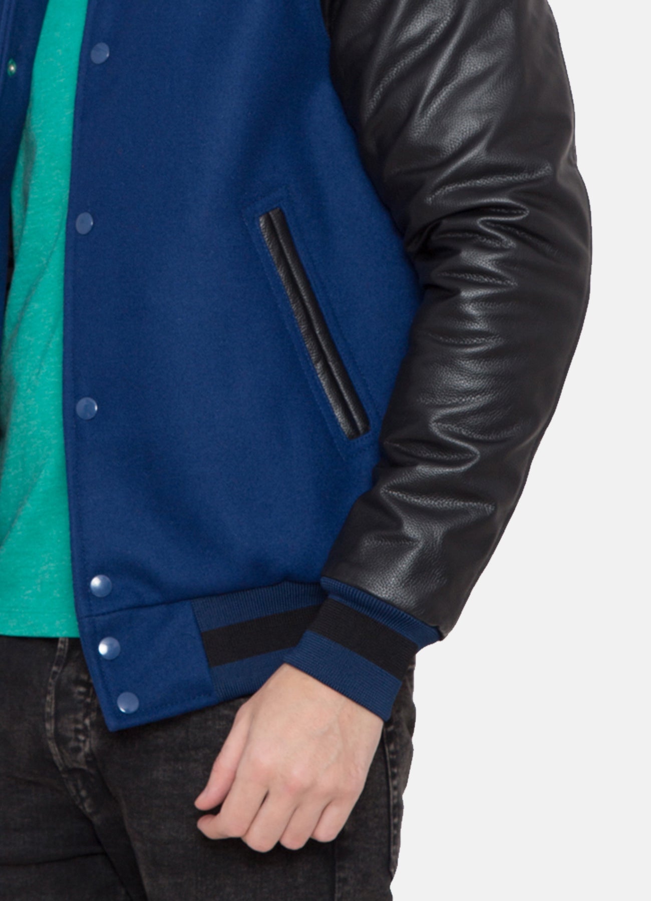 Men's Blue and Black Varsity Jacket