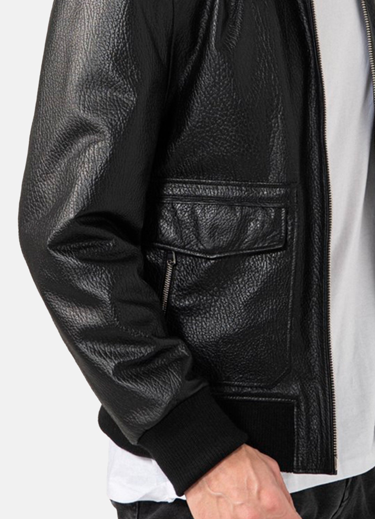 Men's Patterned Black Leather Jacket