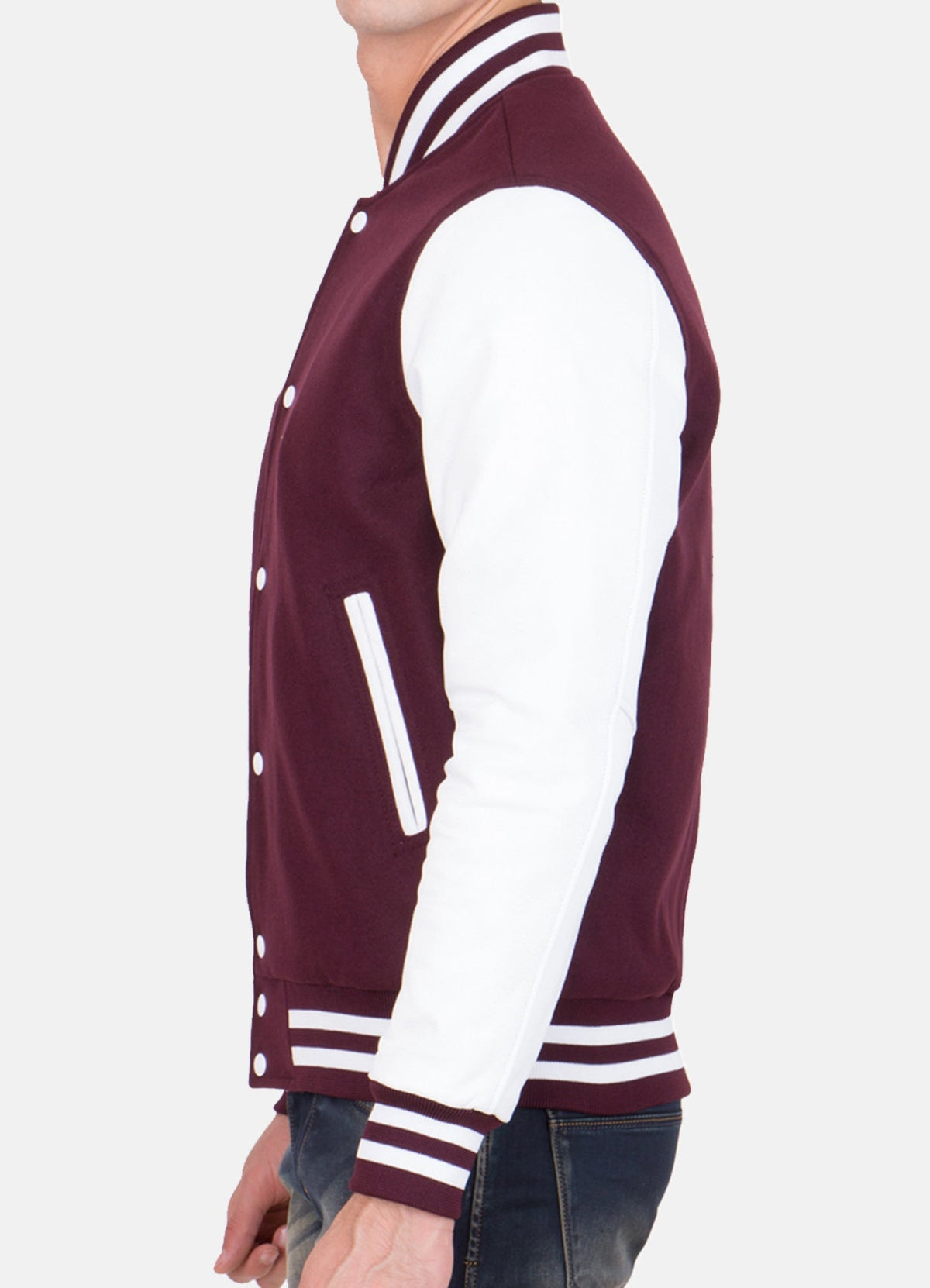 Men's Maroon and White Varsity Jacket