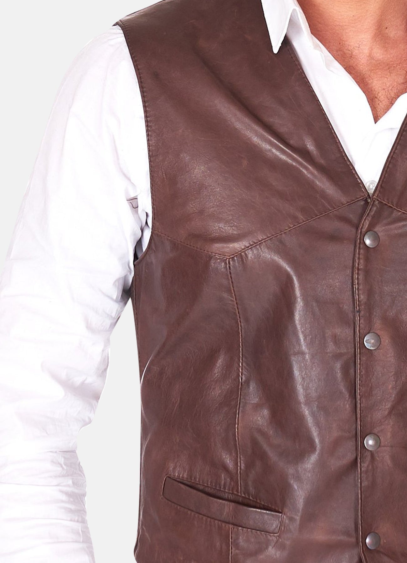 Men's Brown Real Leather Vest