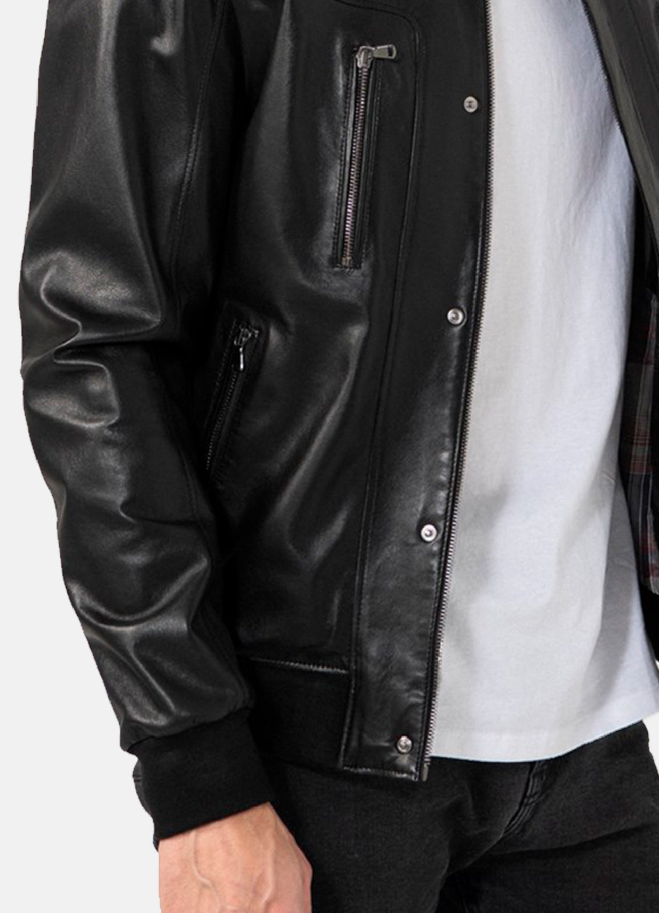 Men's Sports Black Lambskin Leather Jacket