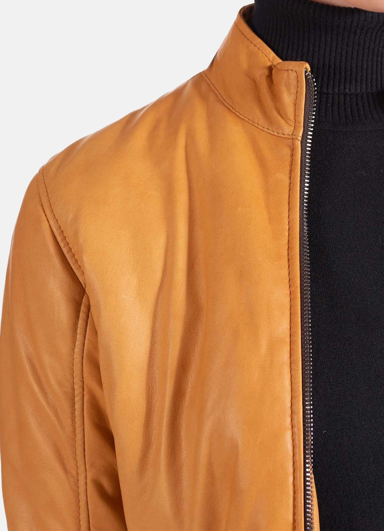 Women's Iconic Yellow Bomber Leather Jacket