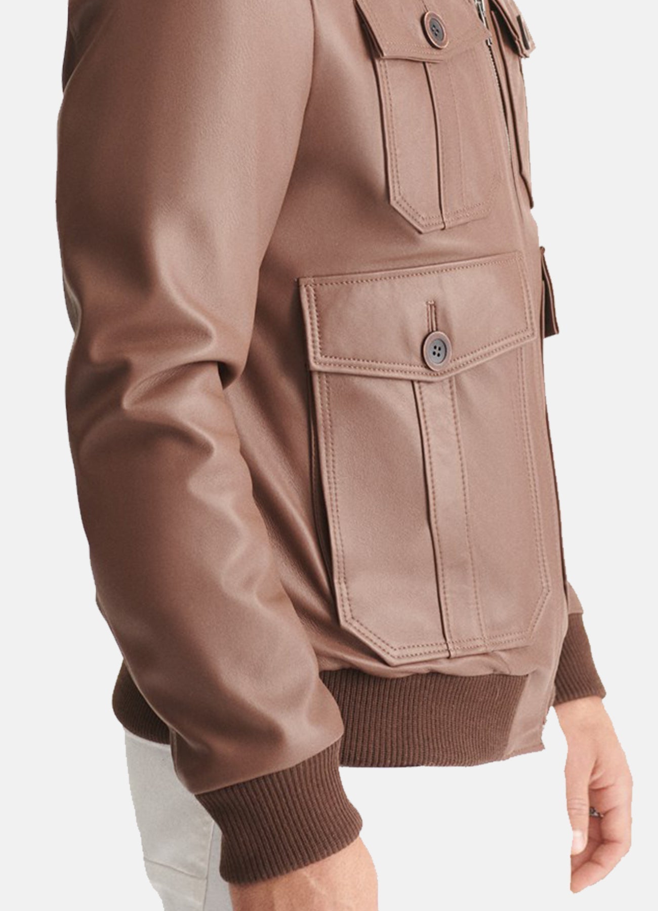 Men's Tan Four Pocket Style Leather Jacket