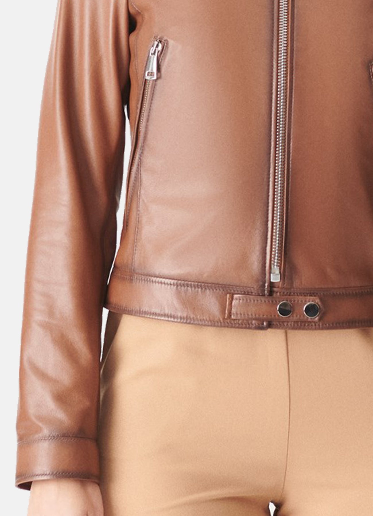 Women's Slimfit Brown Biker Leather Jacket