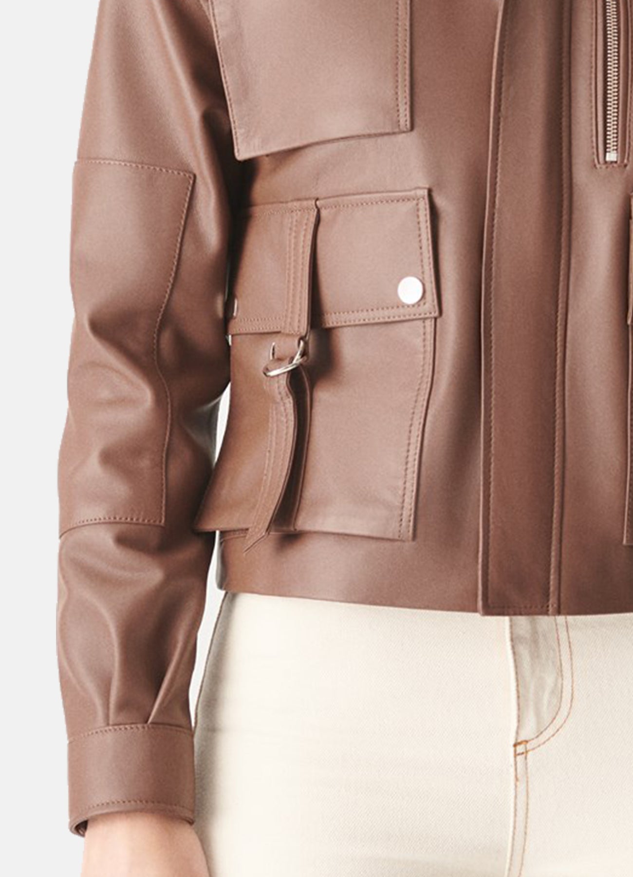 Women's Tan Sport Biker Leather Jacket