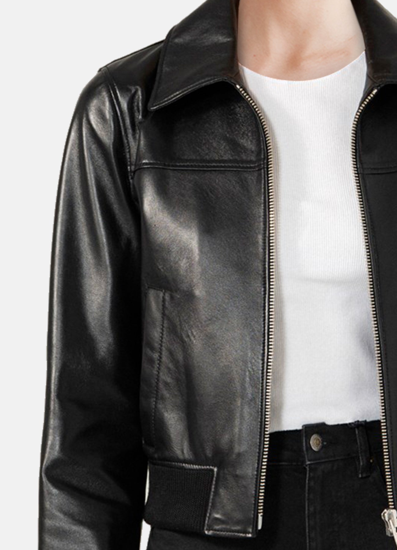 Women's Shiny Black Biker Leather Jacket
