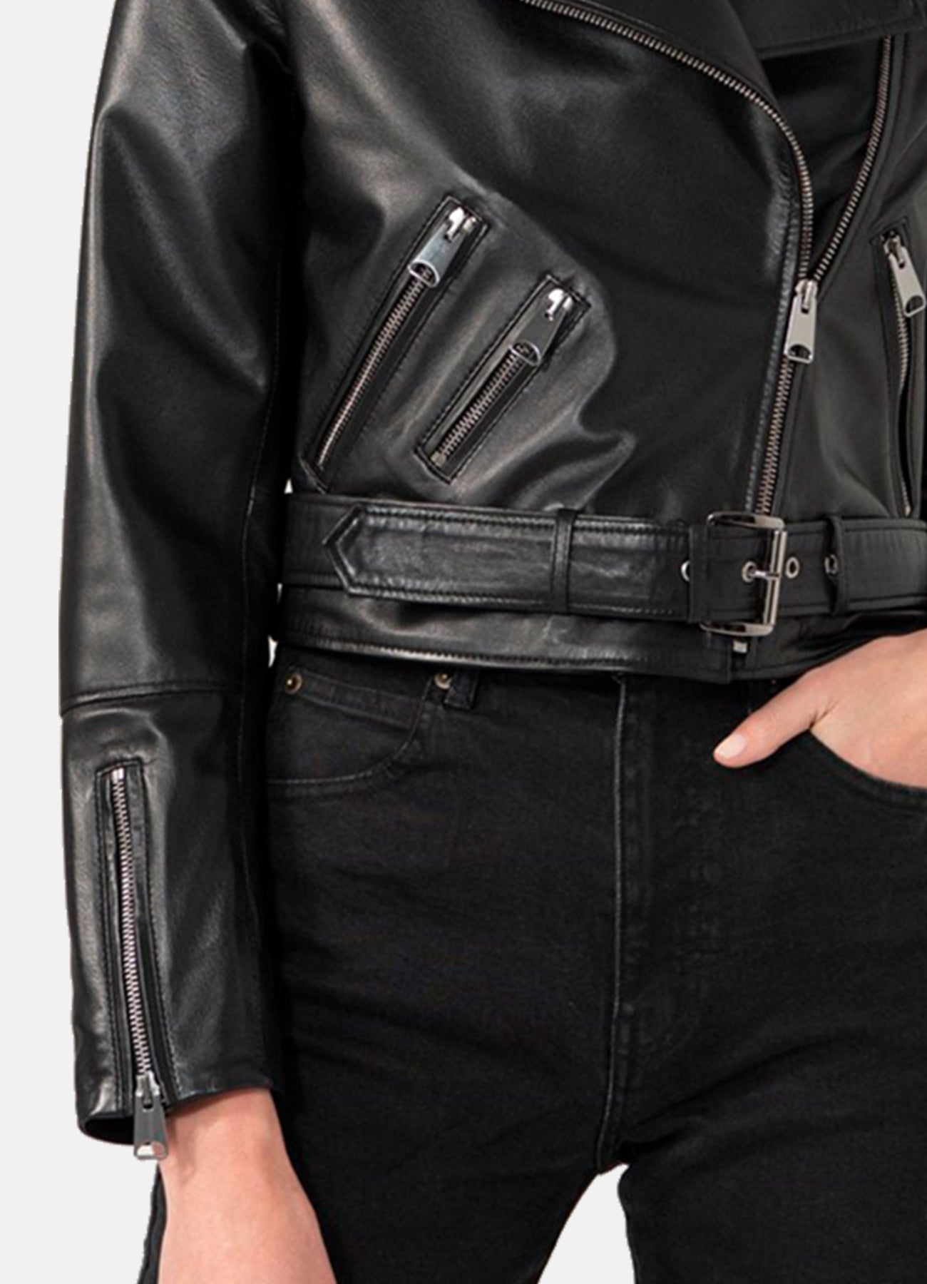Women's Casual Black Biker Leather Jacket