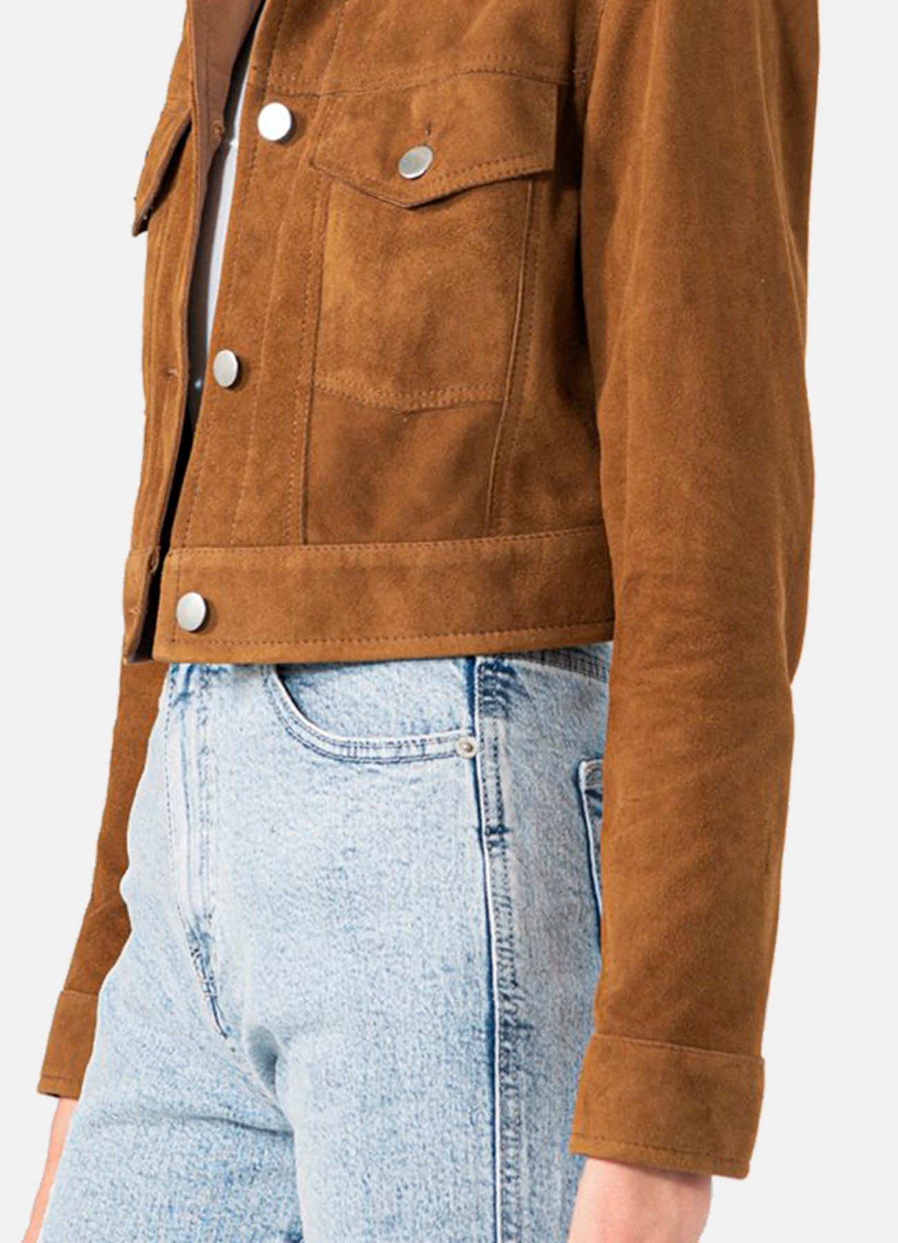 Women's Brown Short Length Suede Leather Jacket