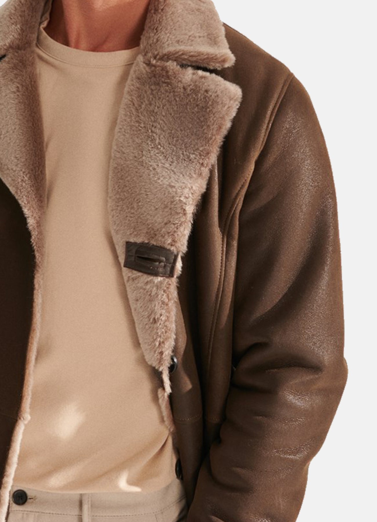 Men's Modern Brown Shearling Leather Coat