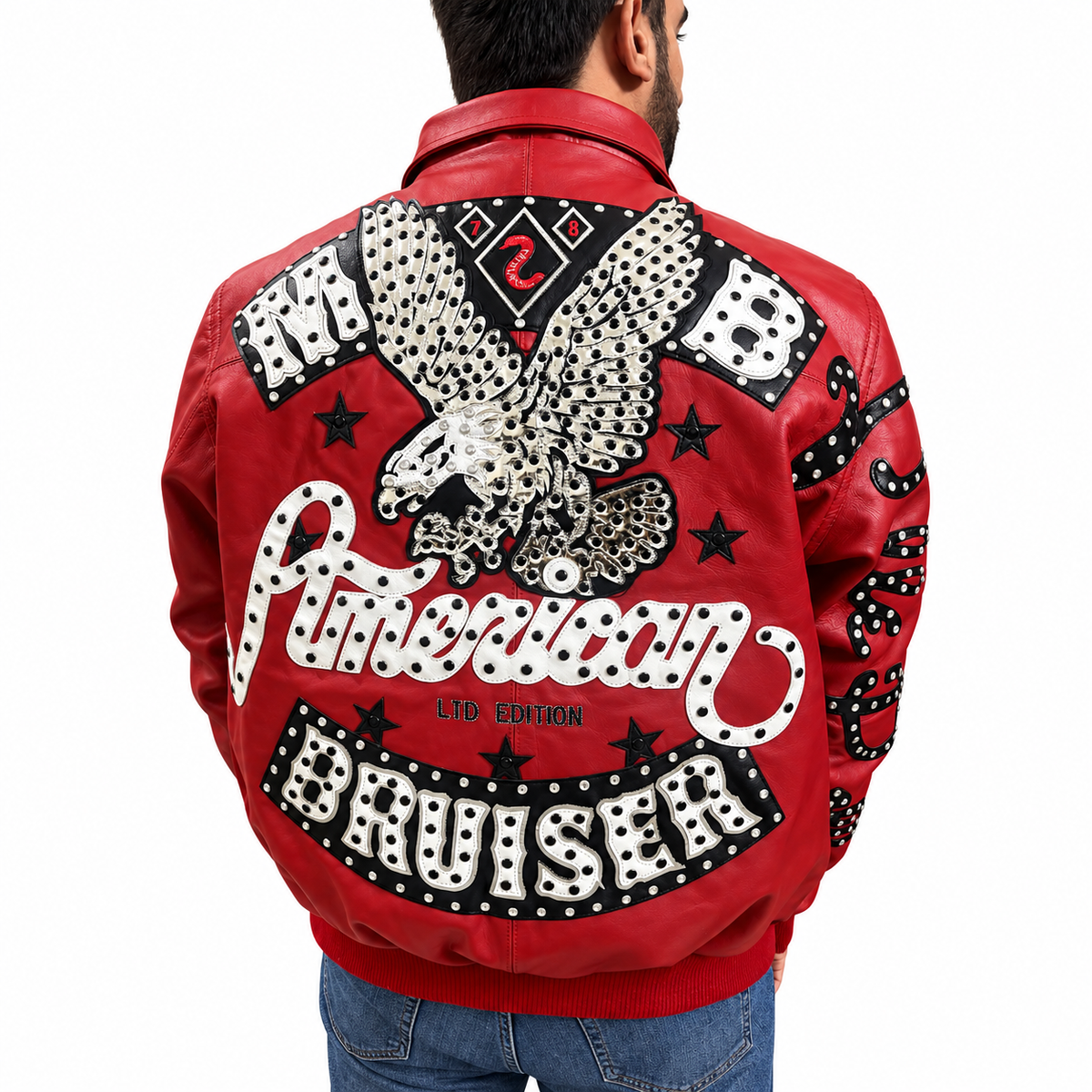 American Bruiser Customize Men's Red Leather Jacket