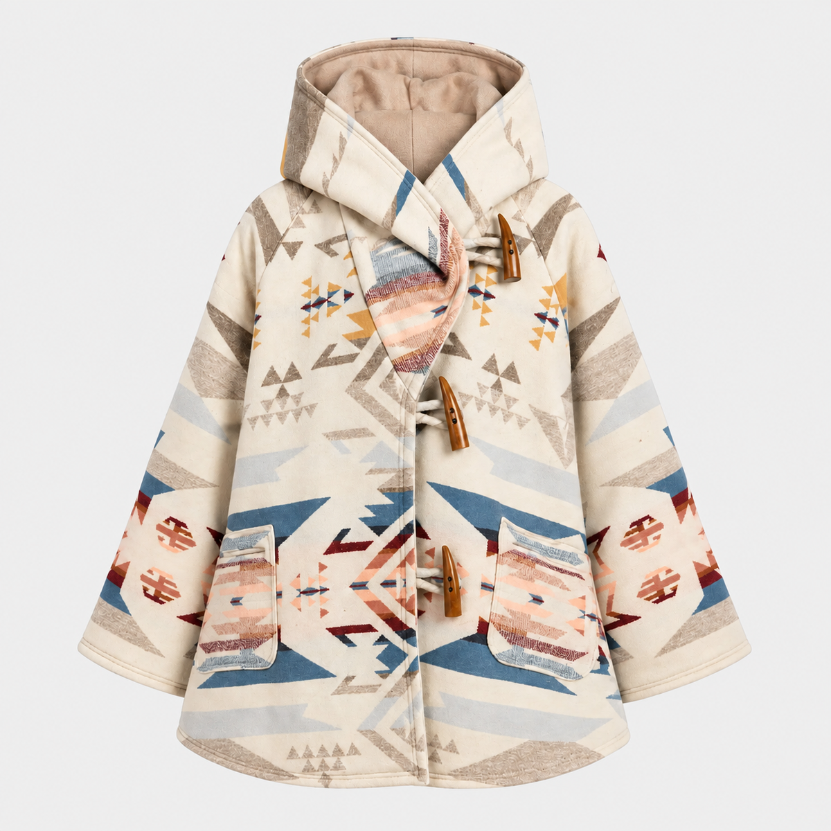 Women's Southwestern Aztec Hooded Toggle Coat