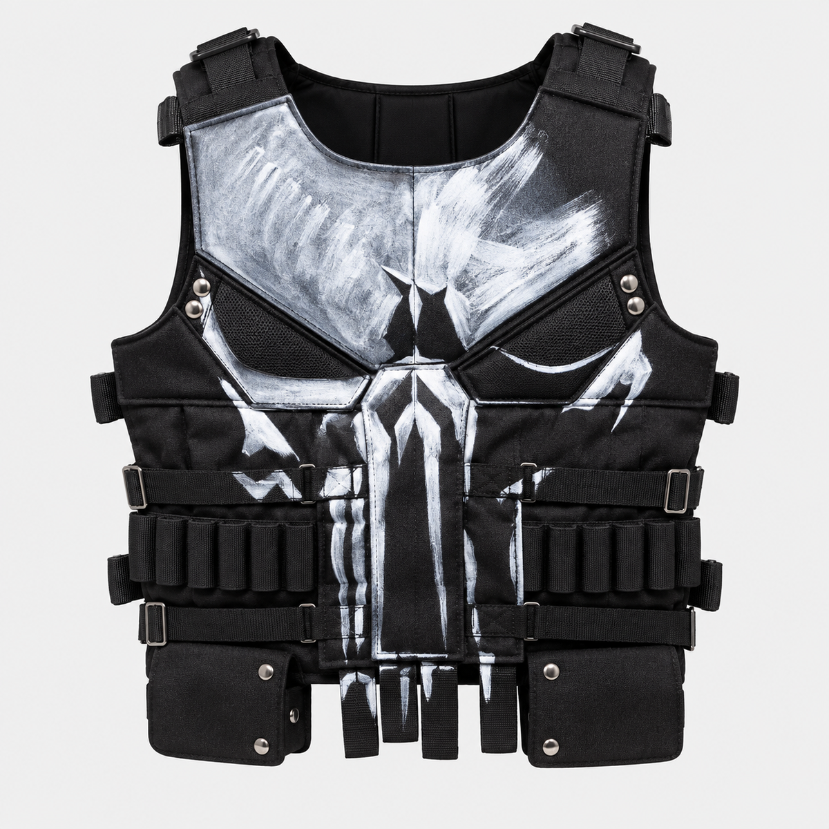 The Punisher Men's Skull Tactical Leather Vest