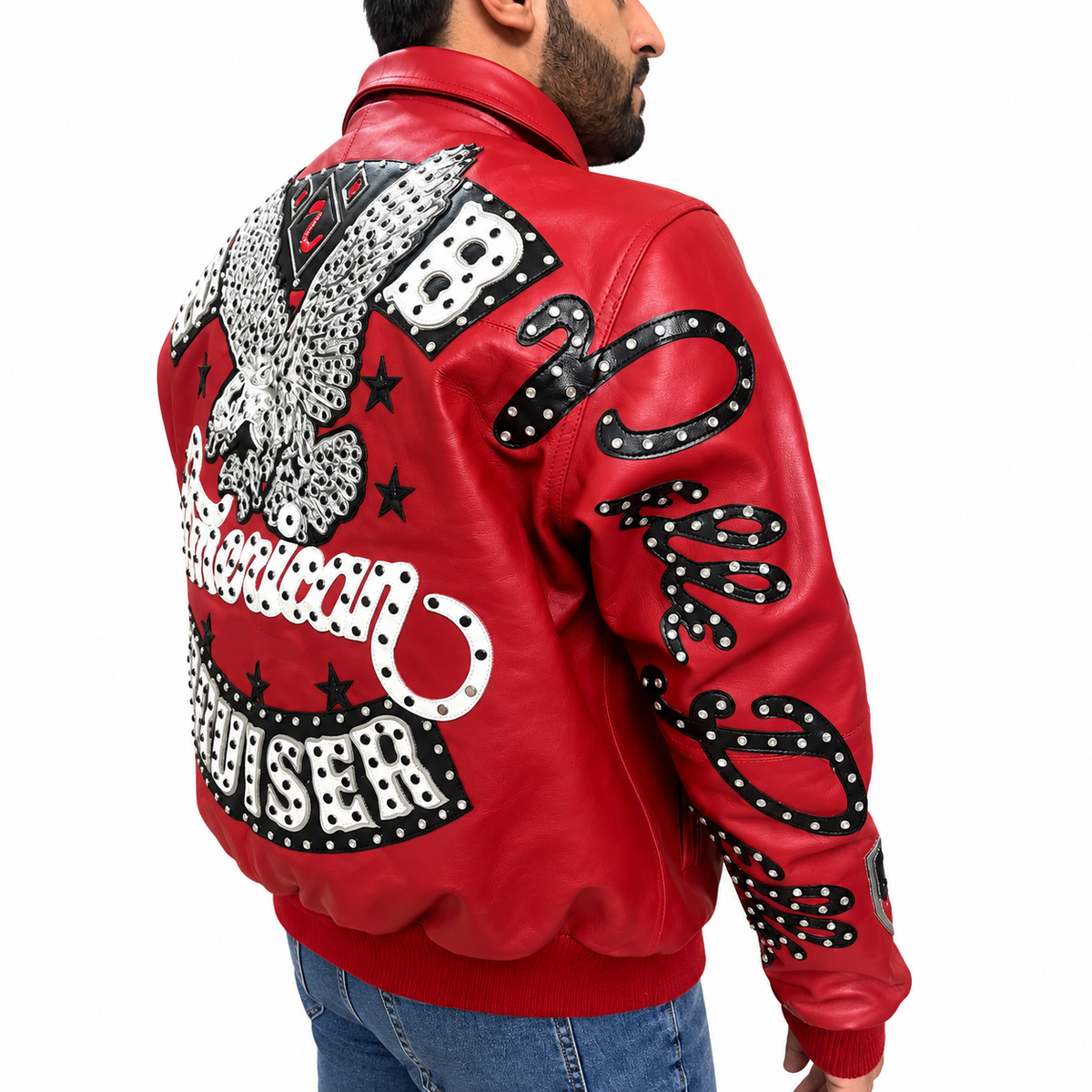 American Bruiser Customize Men's Red Leather Jacket