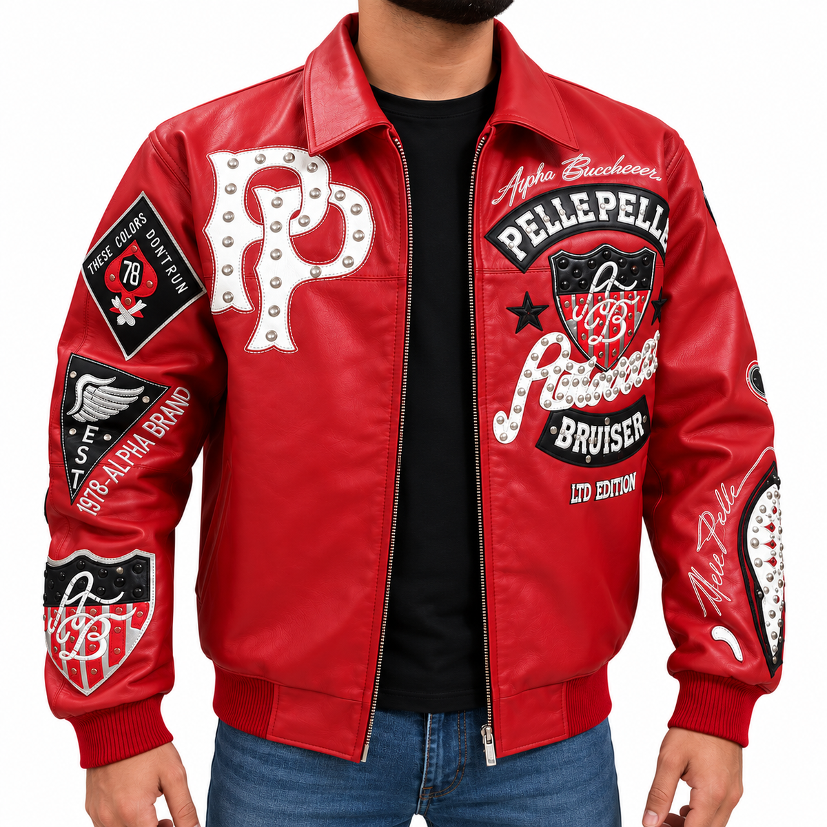 American Bruiser Customize Men's Red Leather Jacket