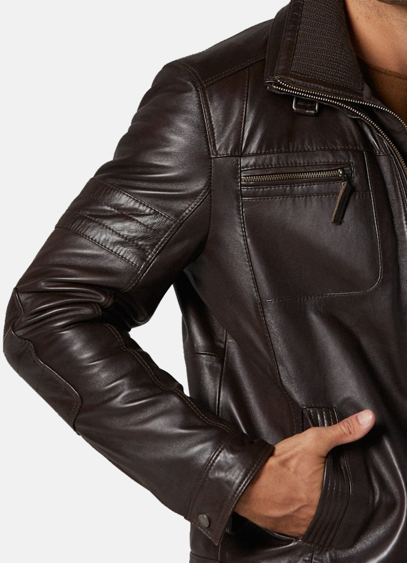 Men's Dark Brown Bomber Leather Jacket