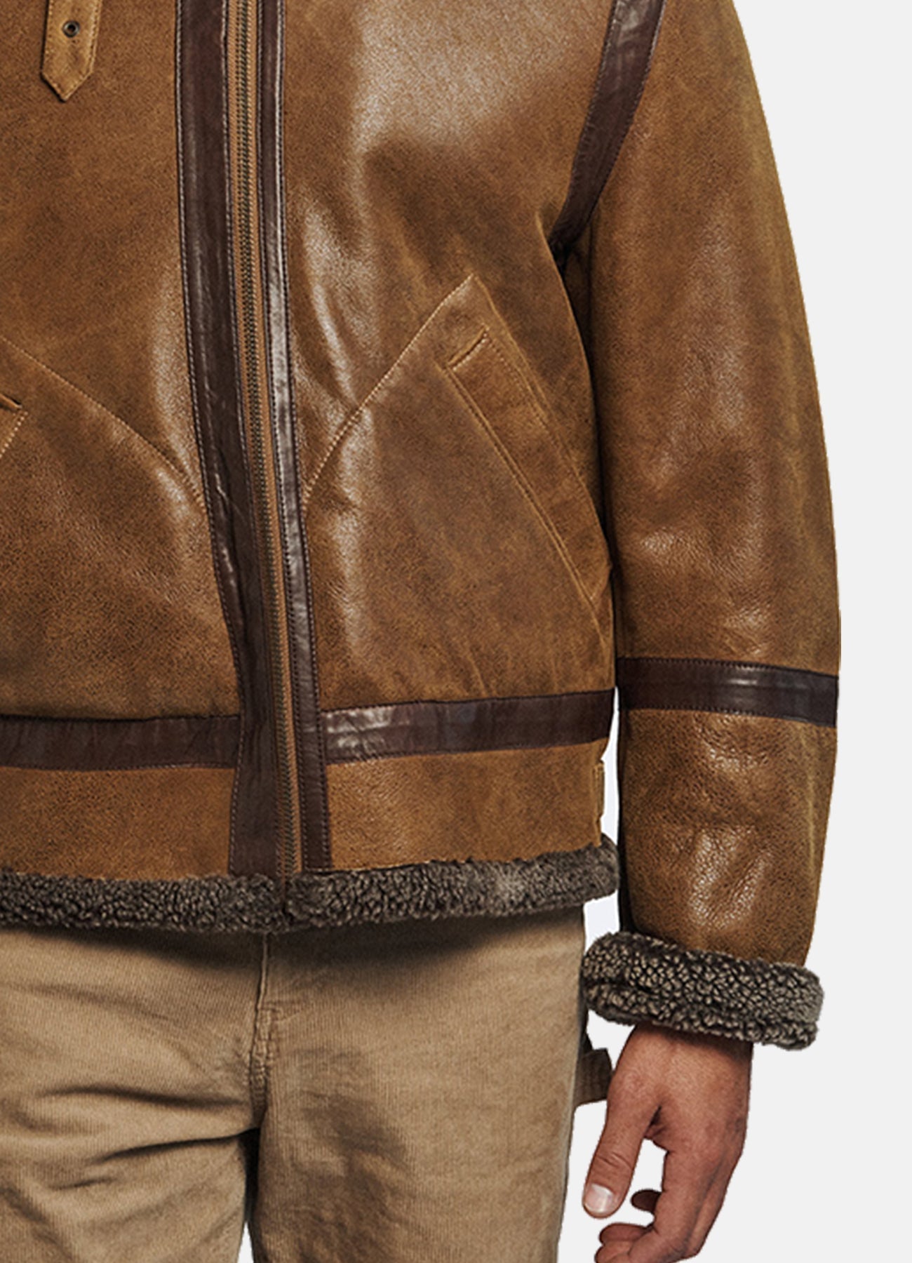 Men's Vintage Brown Shearling Leather Jacket