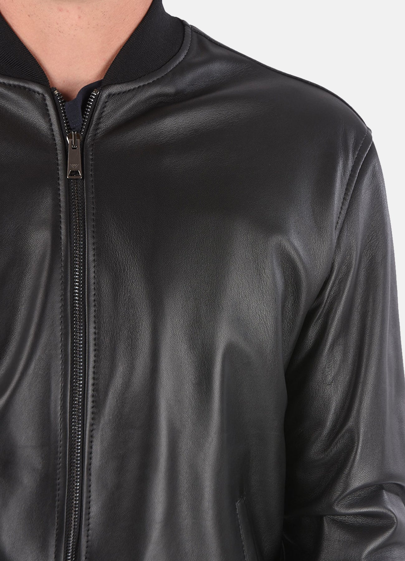 Men's Midnight Black Bomber Leather Jacket