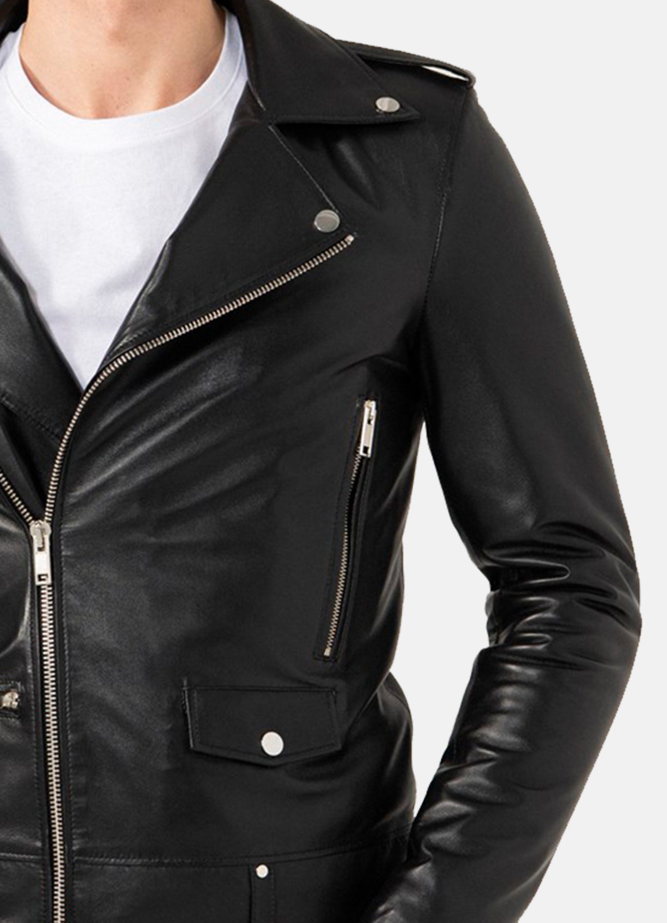 Men's Shiny Black Biker Leather Jacket