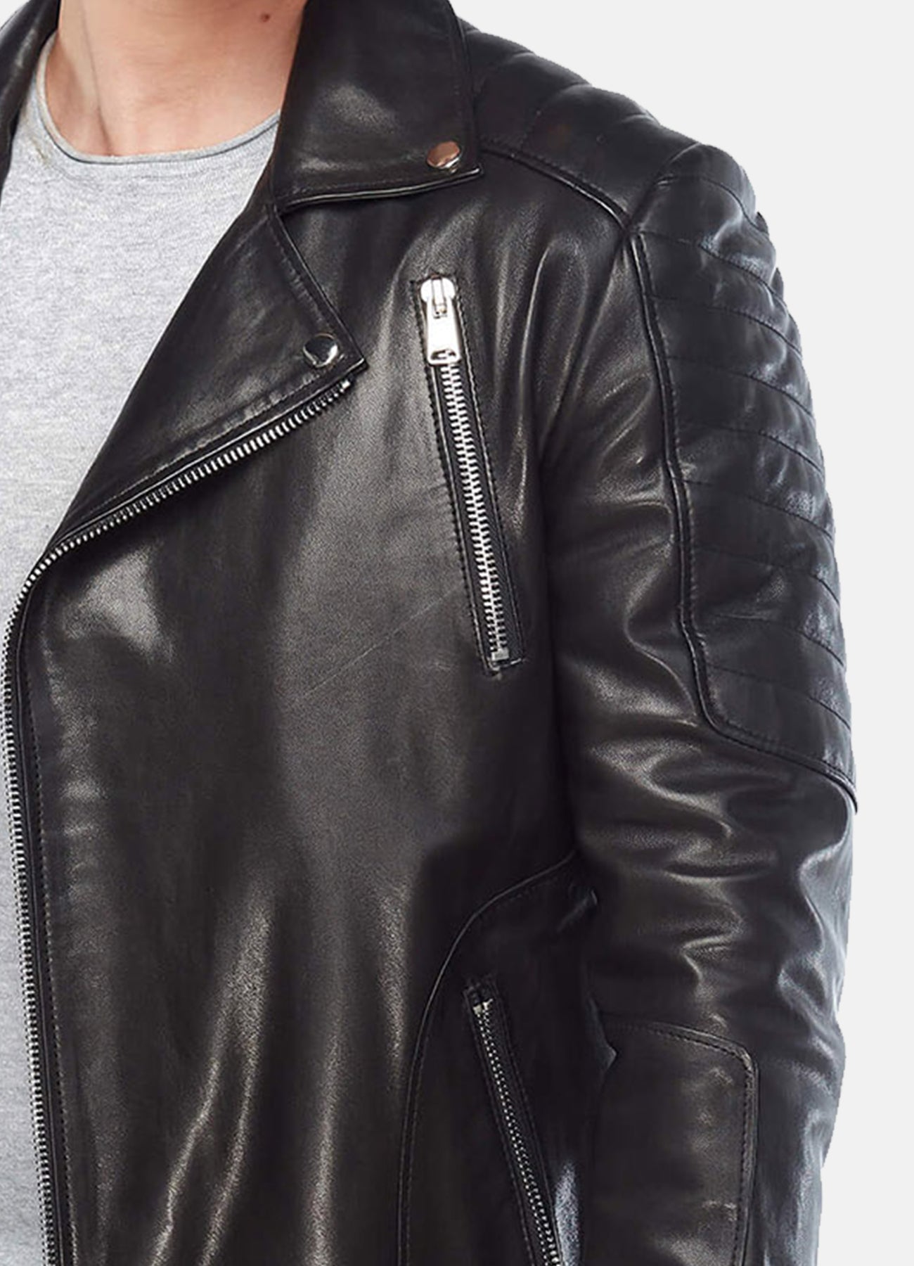 Men's Classic Black Biker Leather Jacket