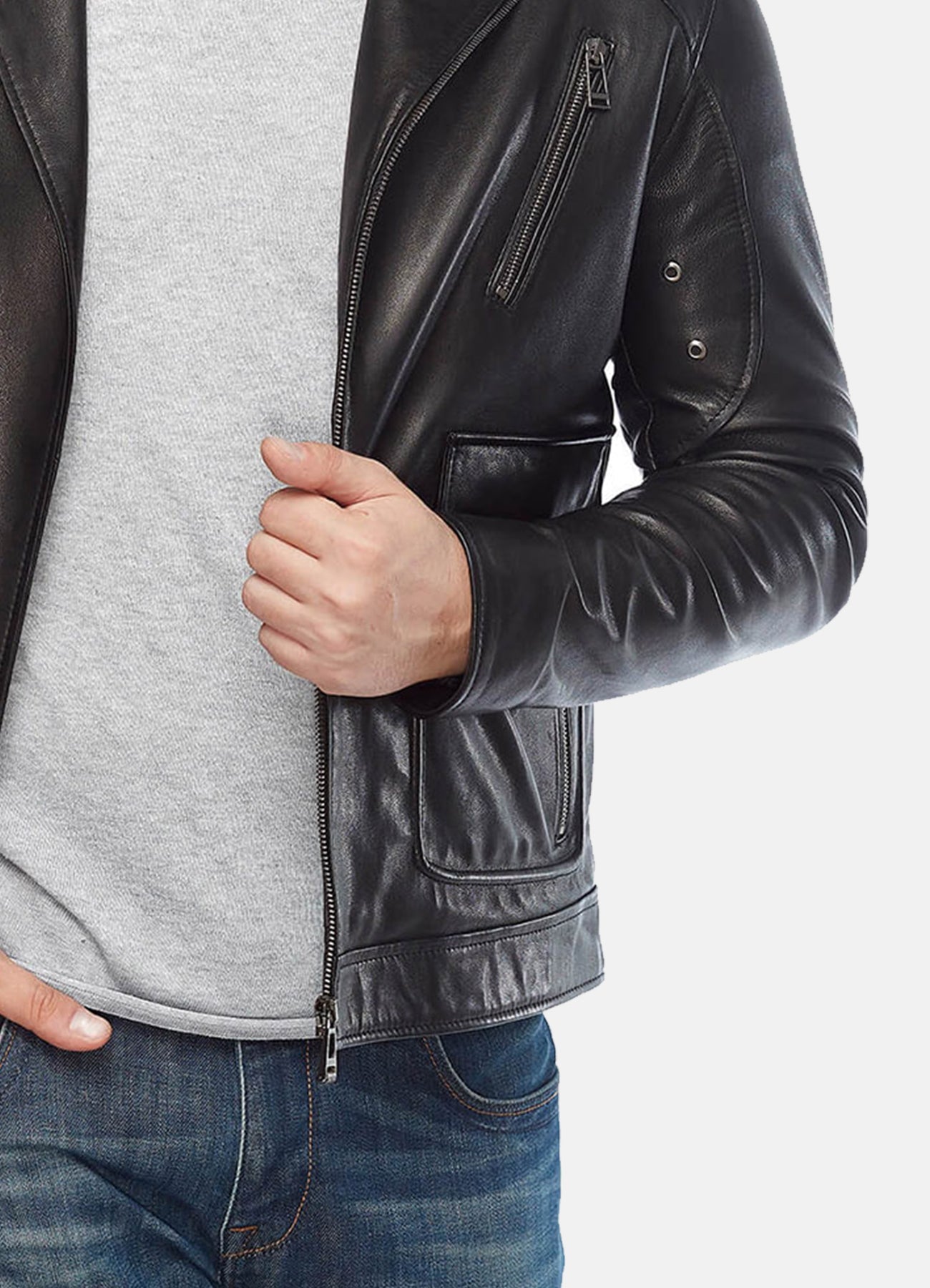 Men's Midnight Black Biker Leather Jacket